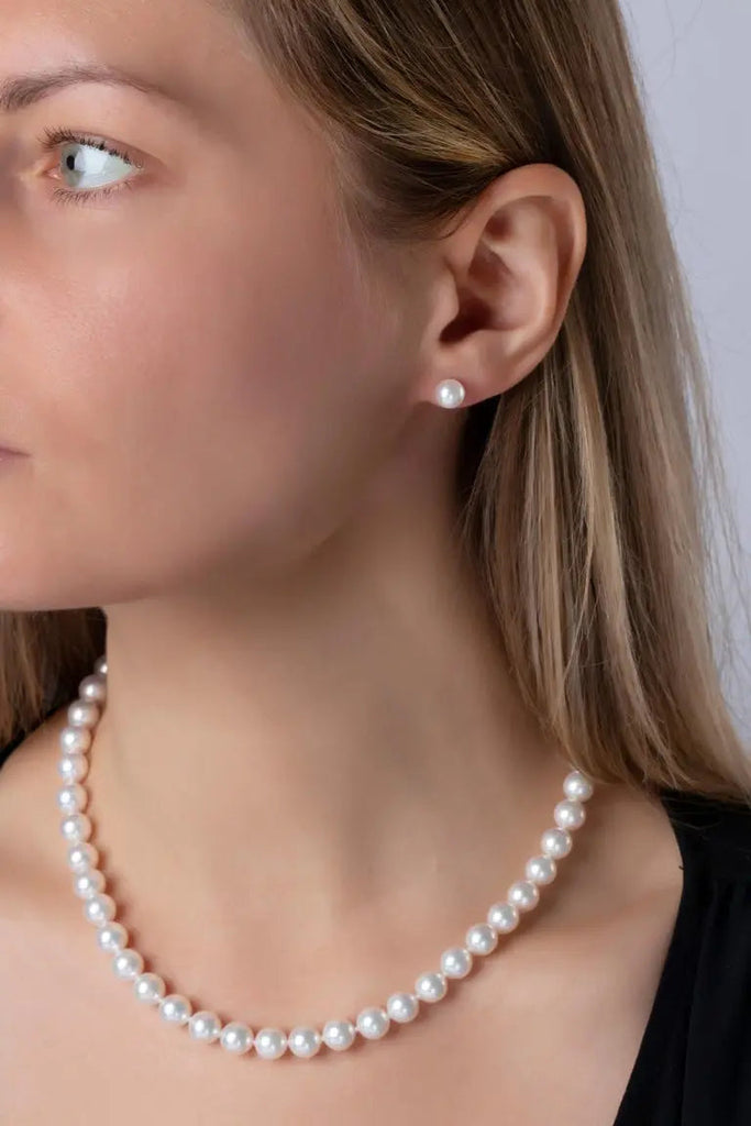 Akoya cultured pearl earrings 7-9mm pair — .925 sterling silver