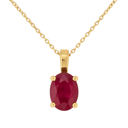 18K Gold Natural Ruby Oval Pendant Necklace – Timeless Elegance and Handcrafted Luxury - MIMUKA