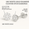 18K White Gold Diamond Cluster Stud Earrings – 0.15 CT TW | Brilliant - Cut Round Diamonds - MIMUKA