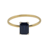 18K Yellow Gold Ring with Emerald - Cut Sapphire - MIMUKA