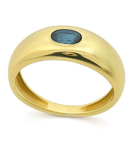 18K Yellow Gold Ring with London Blue Topaz - MIMUKA