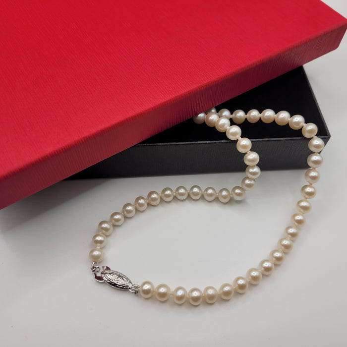Cultured Pearls Necklace 6.5-7  mm AAA White Color