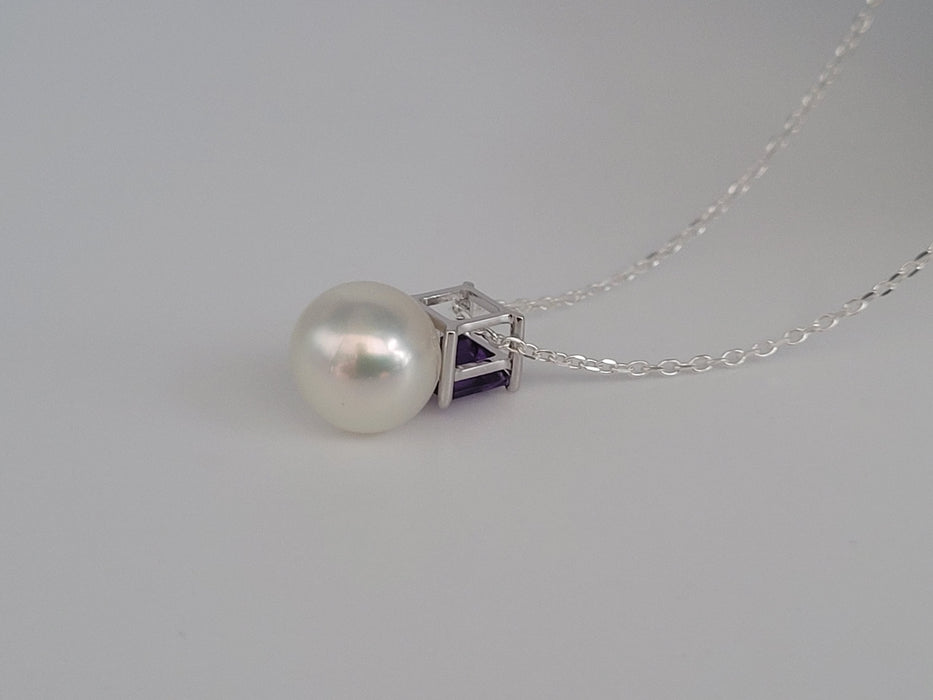 South Sea Pearl, Amethyst Precious Stone and 18K White Gold Pendant |  The South Sea Pearl |  The South Sea Pearl