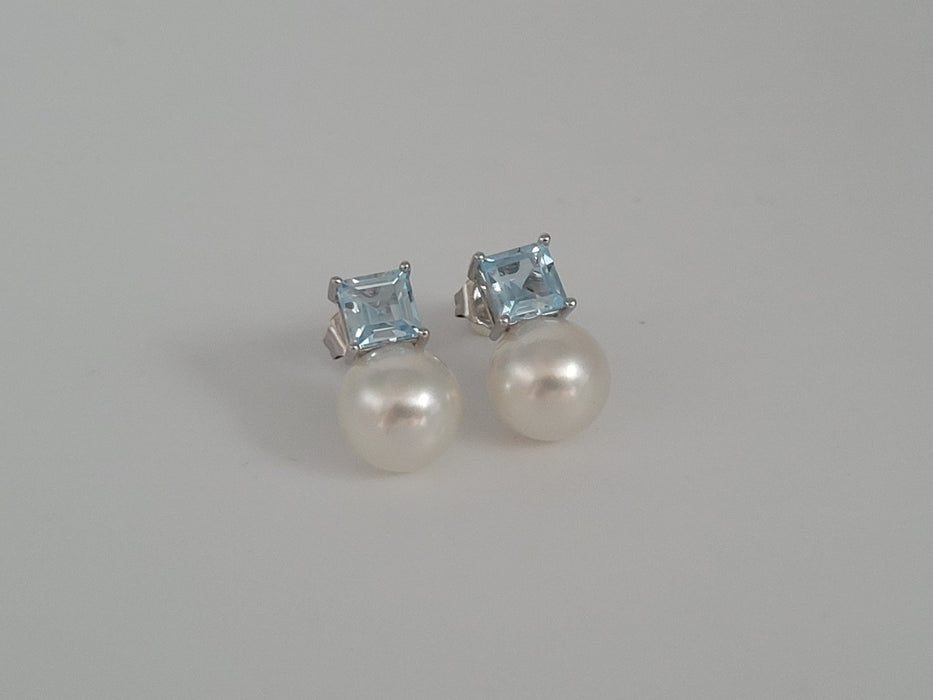 South Sea Pearls and Precious Stones Blue Topaz Earrings |  The South Sea Pearl |  The South Sea Pearl