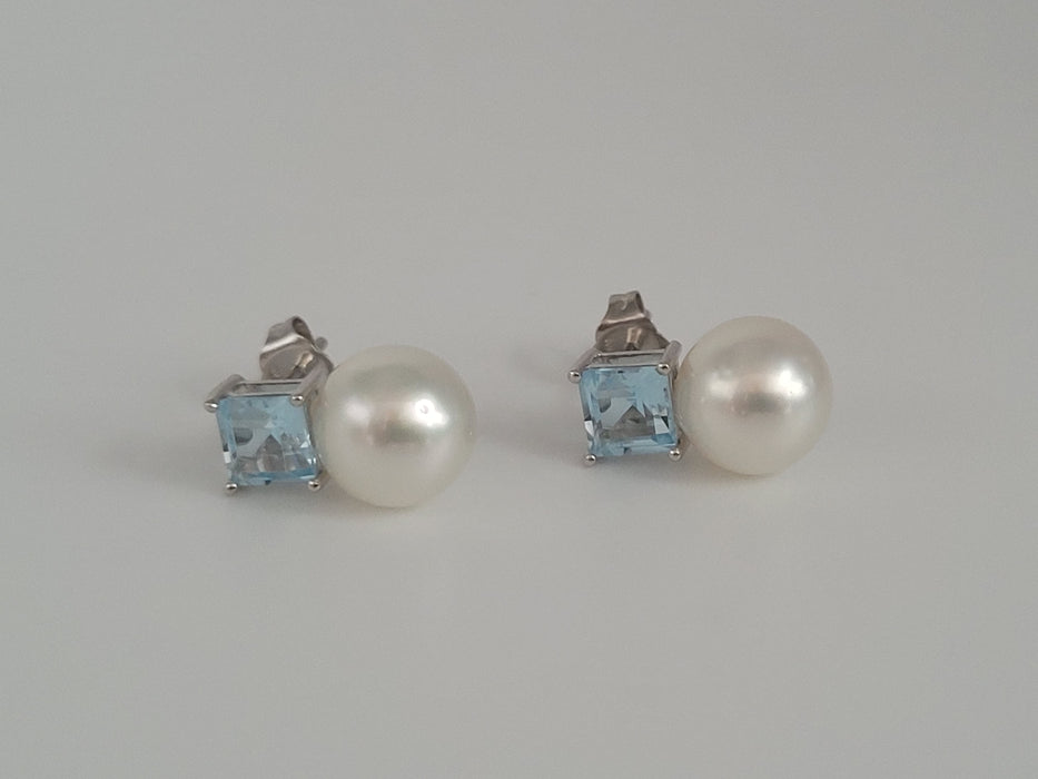 South Sea Pearls and Precious Stones Blue Topaz Earrings |  The South Sea Pearl |  The South Sea Pearl