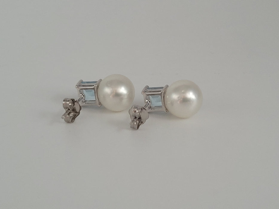 South Sea Pearls and Precious Stones Blue Topaz Earrings |  The South Sea Pearl |  The South Sea Pearl