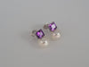 South Sea Pearl and Precious Stones Amethyst, 18K White Gold Stud Earrings |  The South Sea Pearl |  The South Sea Pearl
