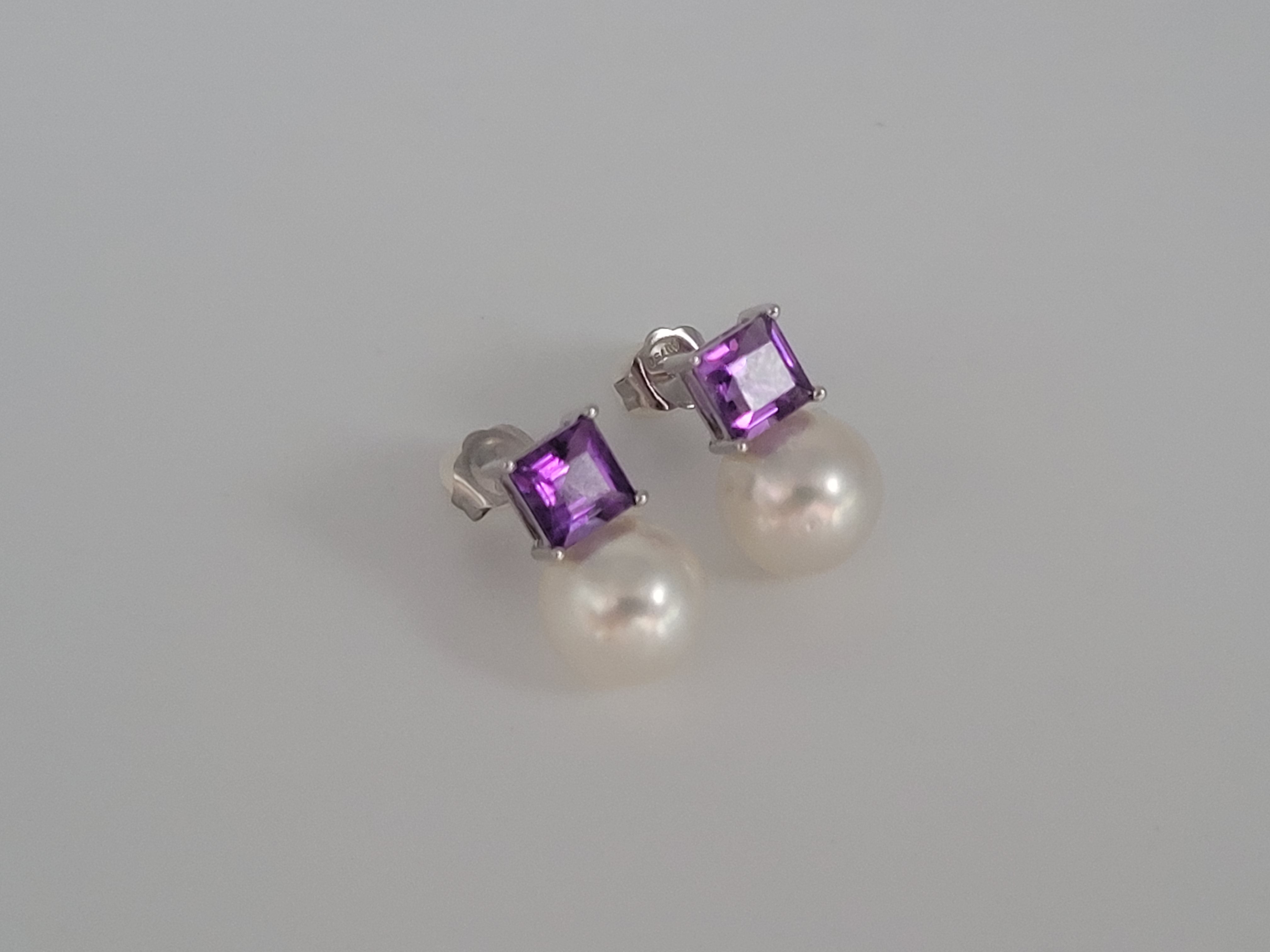 14K Yellow Natural Amethyst & Cultured White Freshwater Pearl Earrings -  650161-101-P