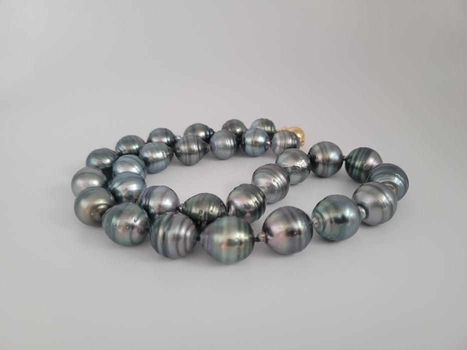 Tahiti Pearls Necklace large size 12-14 mm of Dark Natural Color |  The South Sea Pearl |  The South Sea Pearl