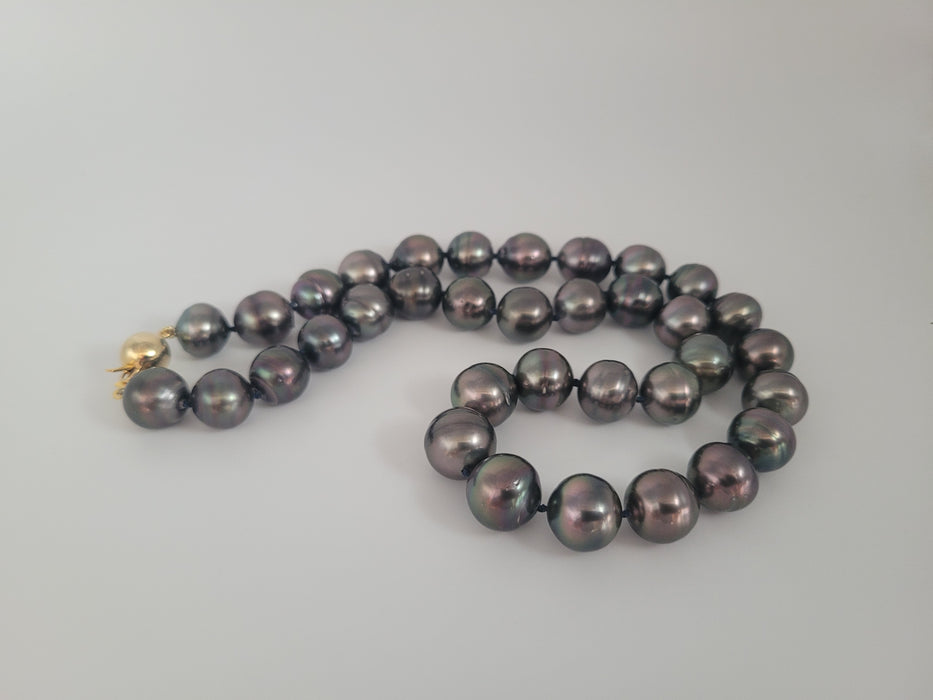 Tahiti Pearls Necklace 12-14 Dark Cherry Color and High Luster |  The South Sea Pearl |  The South Sea Pearl