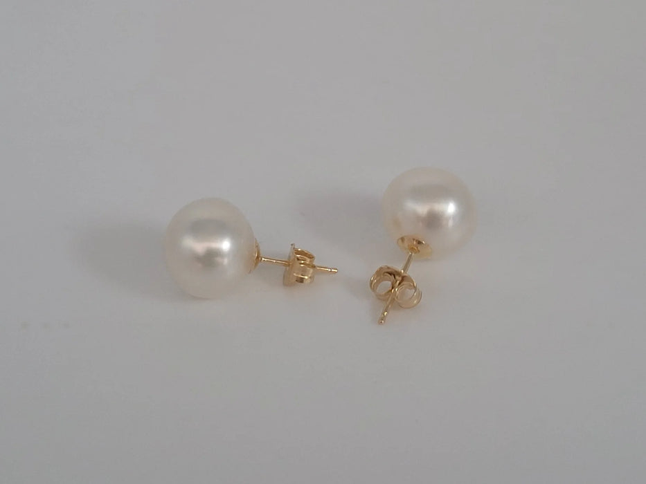 Pendientes de perlas de los mares del sur de 10 mm en oro amarillo de 18 quilates