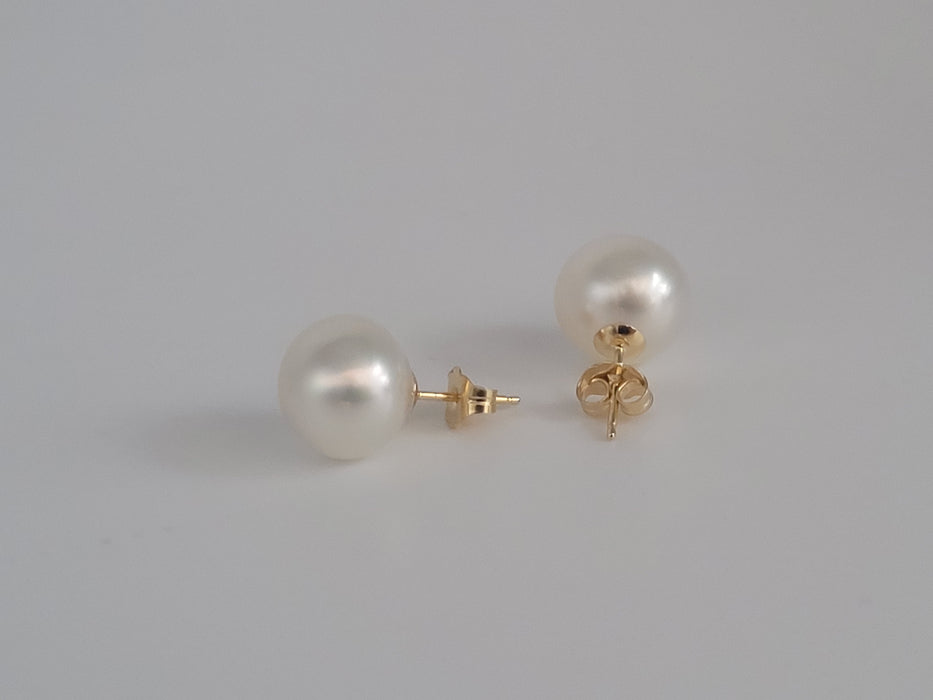 Witte Zuidzeeparels 10-11 mm oorbellen Stud 18K massief goud