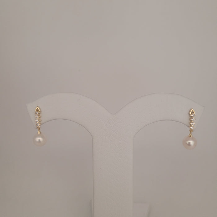 Cultured Pearl Earrings 7.5-8 mm Silver 925 Gold Plated