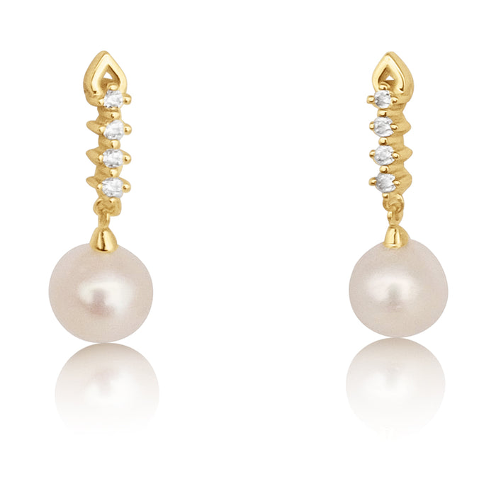 Cultured Pearl Earrings 7.5-8 mm Silver 925 Gold Plated