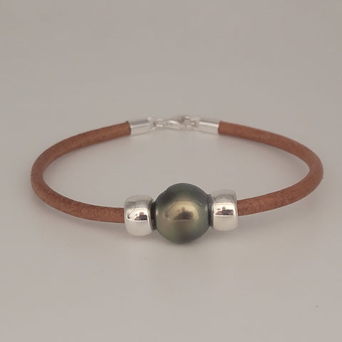 Dark Tahitian cultured pearl bracelet 11-12mm in .925 sterling silver (Pinctada margaritifera) — The South Sea Pearl