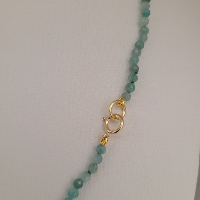 Natural Emerald & Australian Mabe Pearl Necklace – 18K Yellow Gold Accents