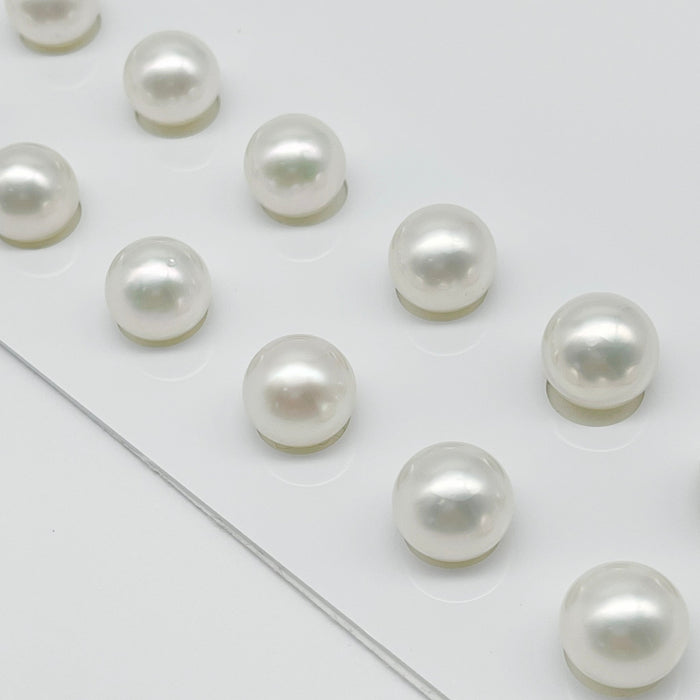 White South Sea Pearls Pair 11 mm Button Shape Grade 1