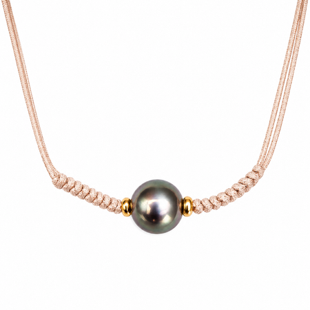 Tahiti Pearl & 18K Gold Handmade Adjustable Length Necklace — Pinctada margaritifera