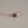 Akoya Cultured Pearl, Diamond and Amethyst, 18K Rose Gold necklace |  The South Sea Pearl |  The South Sea Pearl