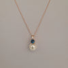 Akoya Cultured Pearl, Diamond, London Blue Topaz, 18K Rose Gold Pendant Necklace |  The South Sea Pearl |  The South Sea Pearl
