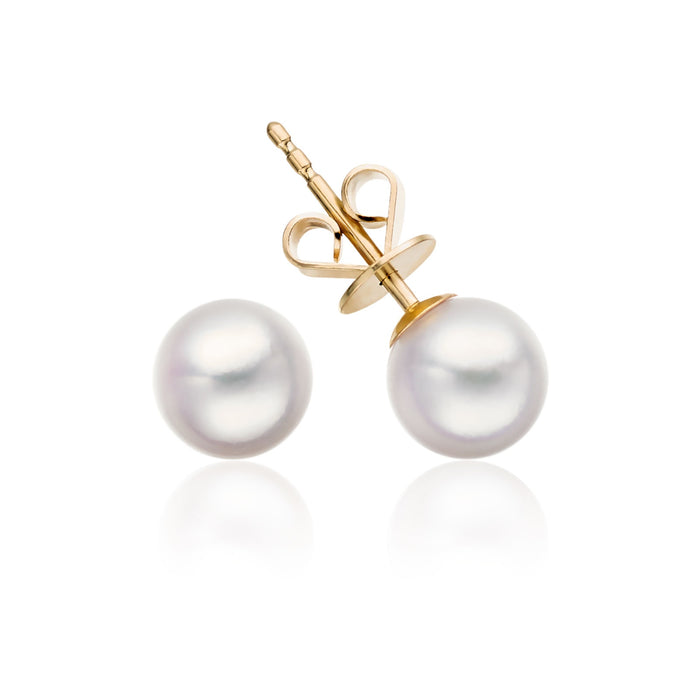 Boucles d'oreilles en perles Akoya 18 carats du Japon, fabriquées en or massif 18 carats - Tailles 7-9 mm