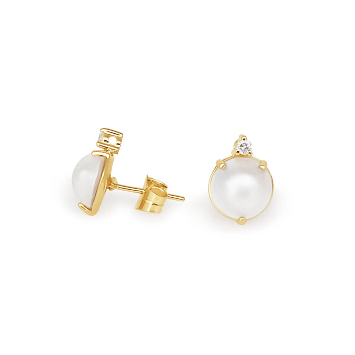 Australian Mabe Pearls Earrings in 18K Gold and Diamonds |  The South Sea Pearl |  The South Sea Pearl