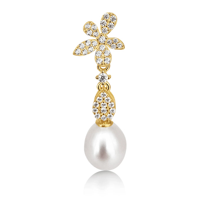 Cultured Pearl Earrings 8 mm Tear-Drop Natural Color in Silver 925 | The South Sea Pearl |  The South Sea Pearl