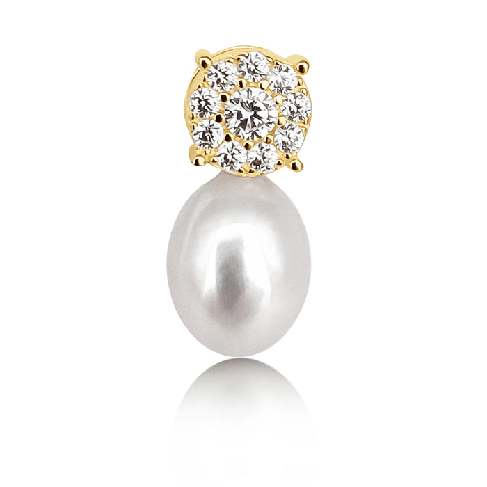 Cultured Pearl Earrings Tear-Drop 8-8.5 mm Natural Color in Silver 925 Gold Plated | The South Sea Pearl |  The South Sea Pearl