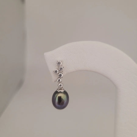 Cultured Pearls Tear-Drop 8-8.5 mm AAA Black Color Silver 925 | The South Sea Pearl |  The South Sea Pearl