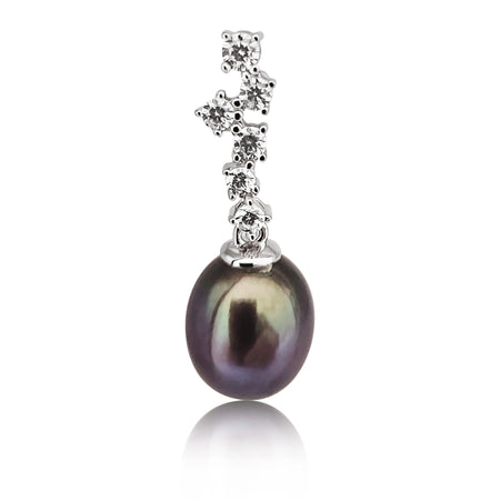 Cultured Pearls Tear-Drop 8-8.5 mm AAA Black Color Silver 925 | The South Sea Pearl |  The South Sea Pearl