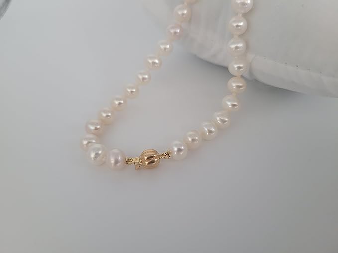 Cultured Pearl Necklace 6.5-7 mm AAA Gold Clasp 18K