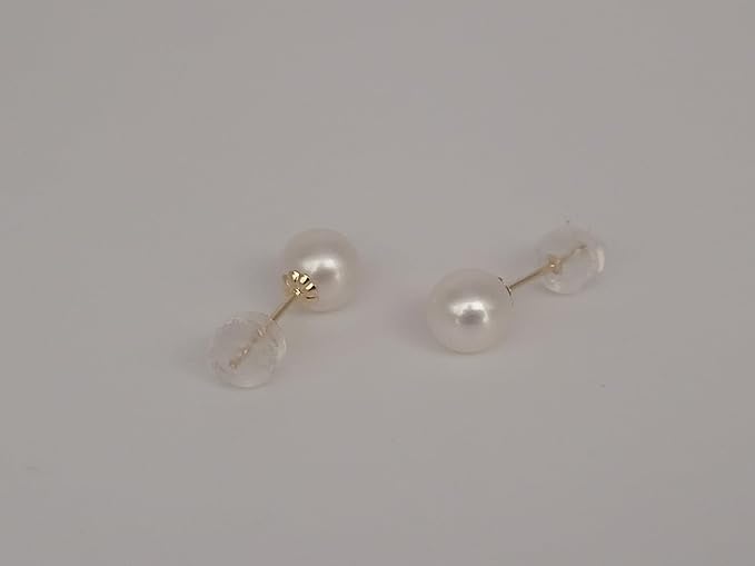 Cultured Pearl 7.5-8  mm AAA 18K Gold Stud Earrigns