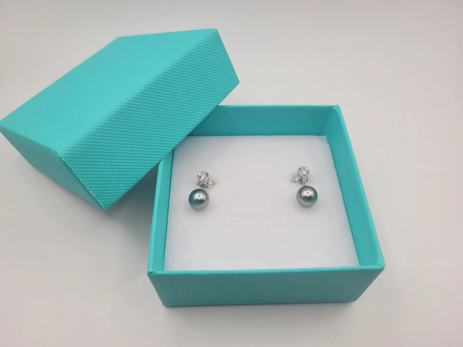 Earring  of Tahiti Pearls AAA, 0.20 Cts Diamonds, 18K Solid Gold | The South Sea Pearl |  The South Sea Pearl