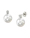 Earring studs of White South Sea Pearls AAA, Diamonds and 18K White Solid Gold | The South Sea Pearl |  The South Sea Pearl