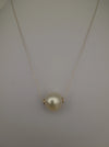 Golden South Sea Pearl Floating Pendant Necklace 13 mm Round 18K Gold | The South Sea Pearl |  The South Sea Pearl