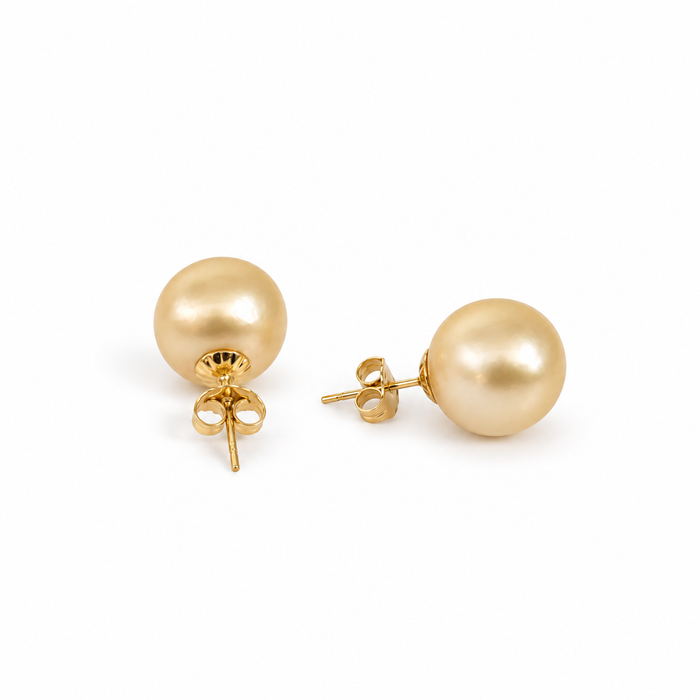Goldene Südseeperlen-Ohrstecker 11 mm 18-karätiges Gold