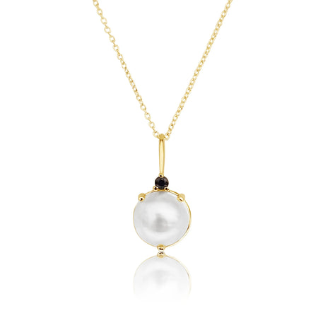 Pendant Australian Mabe Pearl and Sapphire 18K Yellow Gold |  The South Sea Pearl |  The South Sea Pearl