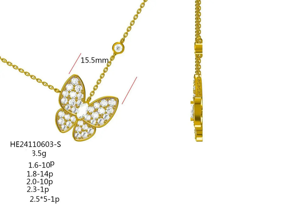 Pendant Necklace made in Gold Plated Silver and Zircon Stones | The South Sea Pearl |  The South Sea Pearl