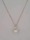 Pendant Necklace of a White South Sea Pearl AAA, Diamond and 18K Yellow Gold | The South Sea Pearl |  The South Sea Pearl