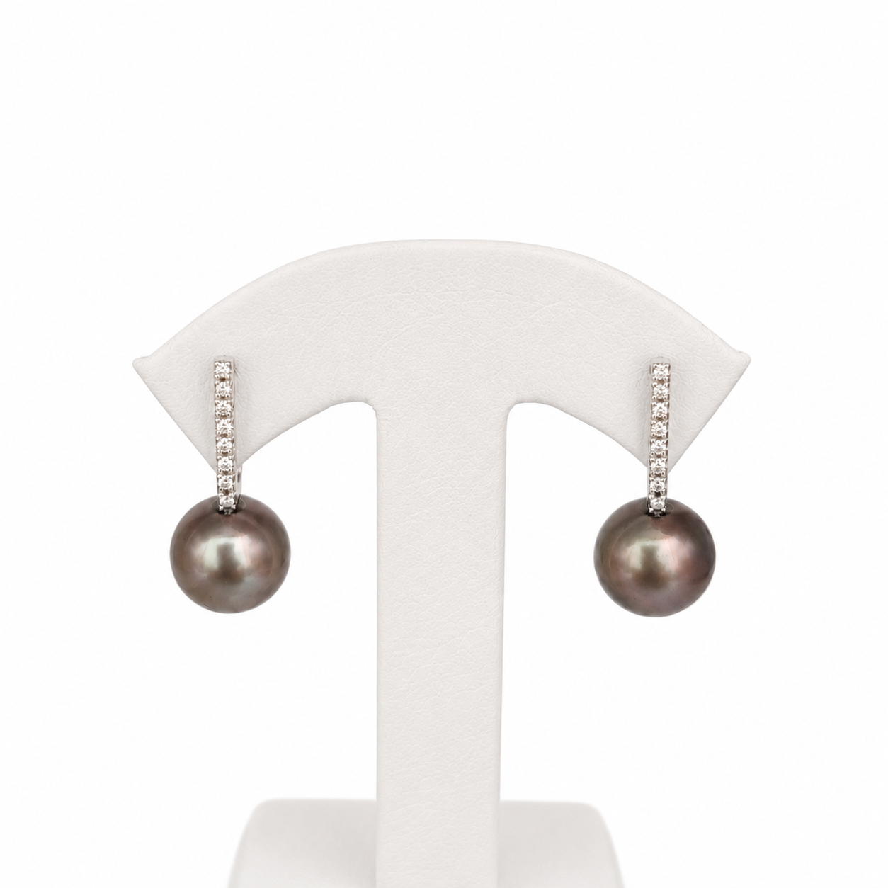 Tahiti Pearls & Natural Diamonds Riviere Design Earrings in 18K Gold