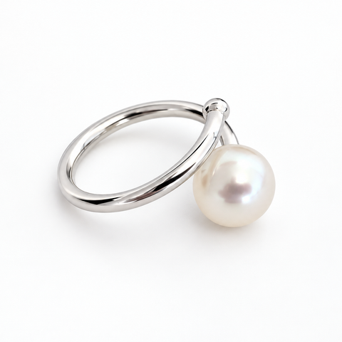 White South Sea Pearl Ring — Adjustable .925 sterling silver