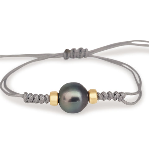 Tahiti Pearl 10 mm & 18K Gold Bracelet hand-made (Pinctada margaritifera) — The South Sea Pearl