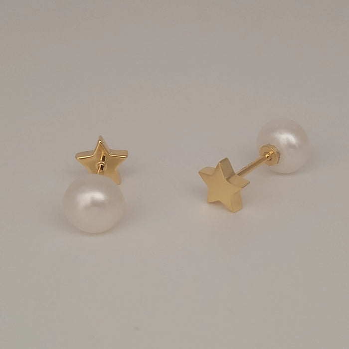 Reversible Cultured Pearl Earrings in Gold Plated Silver 925 | The South Sea Pearl |  The South Sea Pearl
