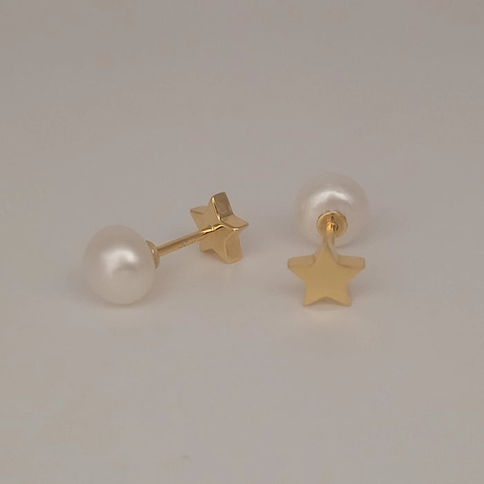 Reversible Cultured Pearl Earrings in Gold Plated Silver 925 | The South Sea Pearl |  The South Sea Pearl