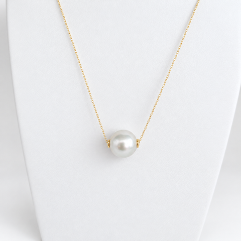 Südseeperlen-Anhängerkette 12 mm AAA-Qualität (Herstellerklassifizierung) in 18-karätigem Gold