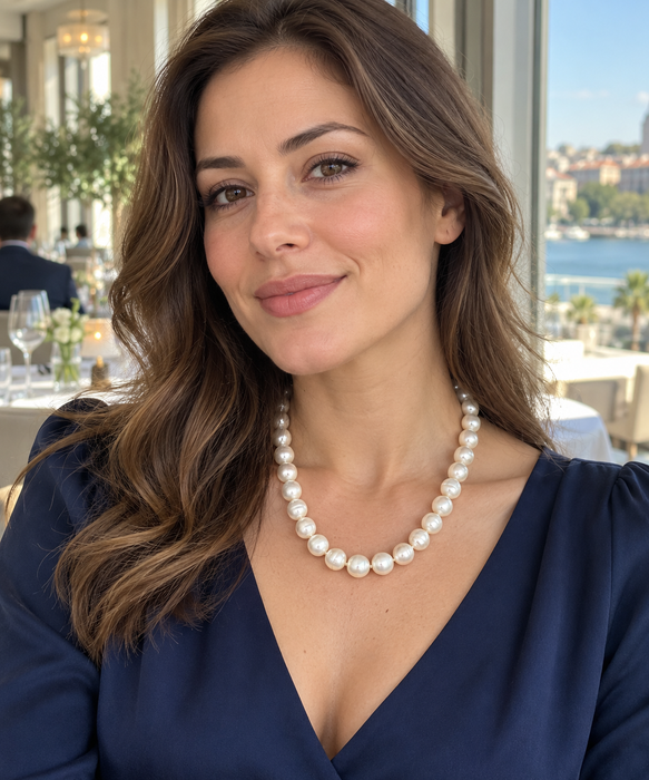 White South Sea Pearl Necklace 9-13 mm 18K Gold Clasp