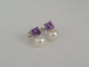 South Sea Pearl and Precious Stones Amethyst, 18K White Gold Stud Earrings |  The South Sea Pearl |  The South Sea Pearl
