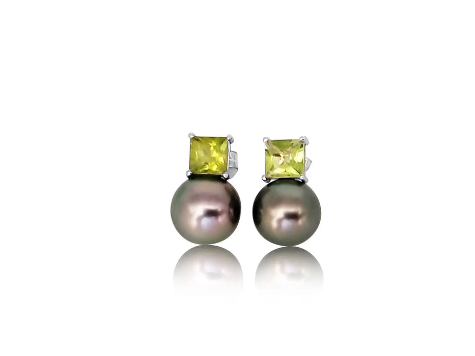 Stud Earrings Tahit Pearls 9 mm AAA, Precious Stones, 18K Solid Gold | The South Sea Pearl |  The South Sea Pearl