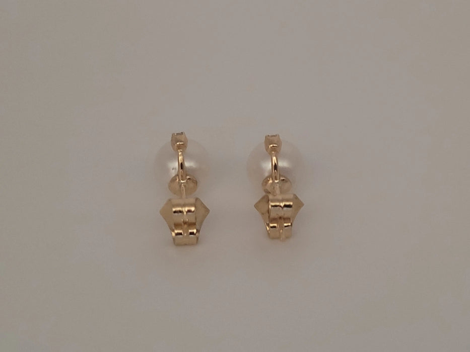 Stud Earrings White South Sea Pearls, Diamonds, 18K Yellow Solid Gold | The South Sea Pearl |  The South Sea Pearl