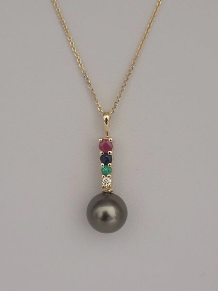 Tahiti Pear 9 mml Pendant 18K Gold, Precious Stones, Diamond | The South Sea Pearl |  The South Sea Pearl